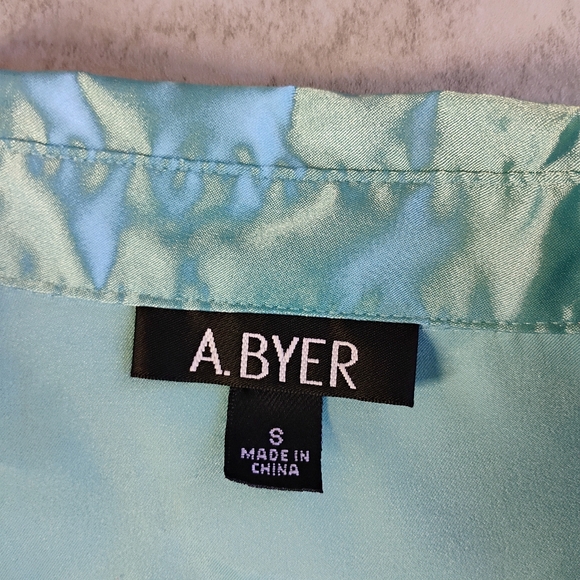 SOLD A Byer Y2K Satin Babydoll Top Women Medium Teal Blue Aquamarine Mermaidcore - Picture 5 of 11